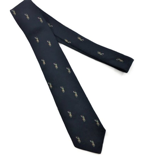 FLYING SCOTSMAN Navy Blue Necktie Tie Polo Player - Picture 2 of 5